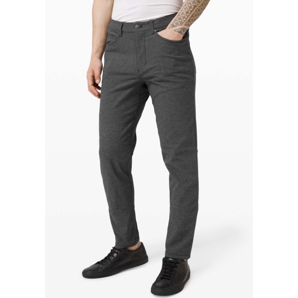LULULEMON Heathered Black Slim ABC Pant Tech Canvas 34” Pants